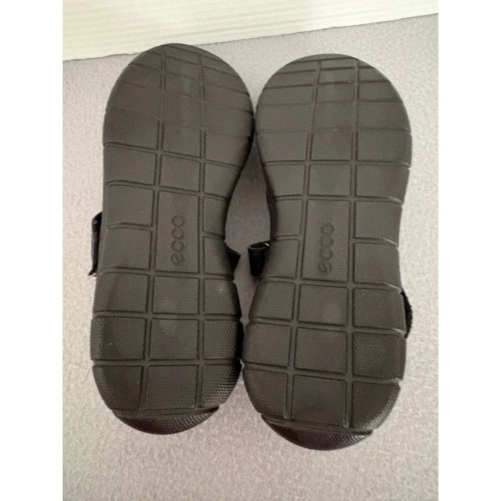 ECCO Womens Mary Jane Flats Leather EU 38 US 7-7.5 Black Hook Loop Comfort Shoe